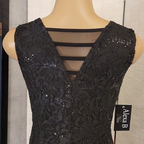 BRAND NEW ALEXA B NITES V-NECK SEQUIM EMBROIDERY MINI LACE DRESS - Picture 8 of 15